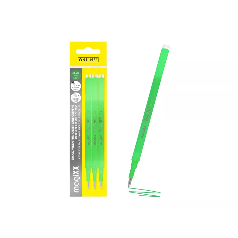 ONLINE magiXX gelinis tušinukas, užpildas, žalias, 0,7 mm, 3 vnt. (40165/3)