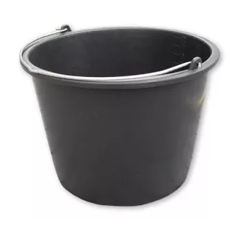 Bradas KTW16 16L PVC statybinis kibiras, juodas, apvalus, su metaline lanko rankena ir vidine skale