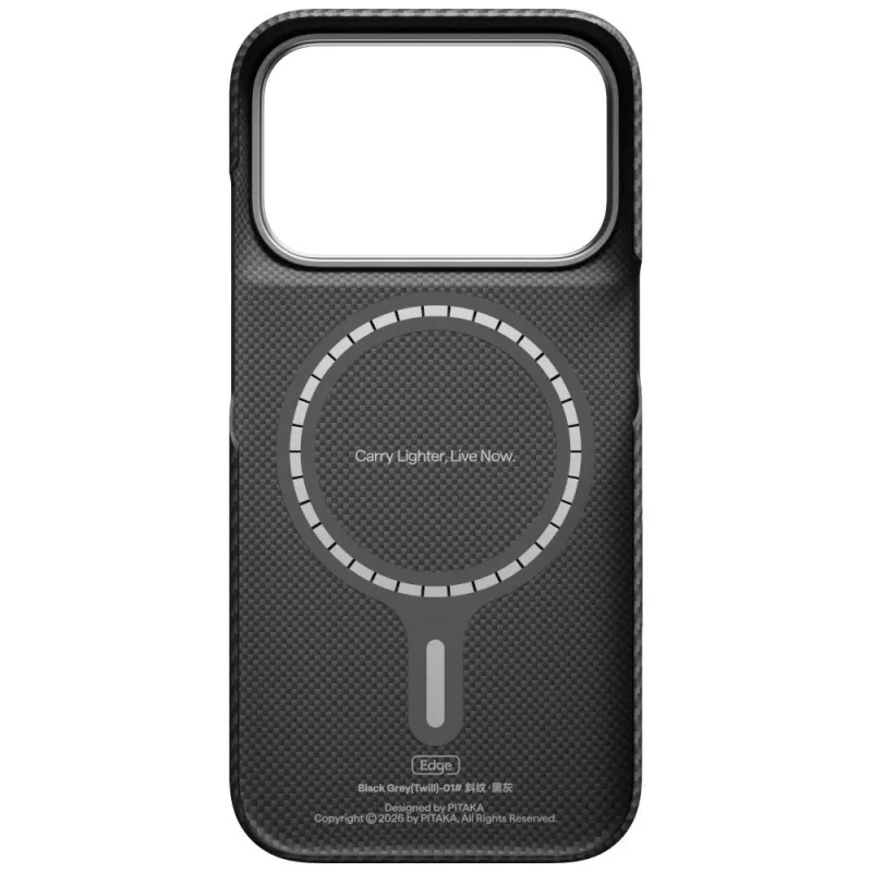 PITAKA Edge dėklas iPhone 18 Pro / 17 Pro - juodas/pilkas