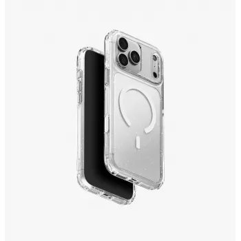 UNIQ LifePro Xtreme MagClick įkrovimo dėklas iPhone 18 Pro Max / 17 Pro Max - permatomas su blizgučiais