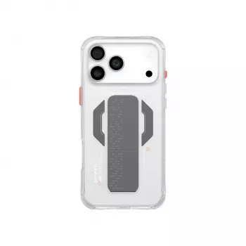 SKINARMA Haxa dėklas iPhone 17 Pro Max su magnetiniu įkrovimu ir griebtuvo stovu - permatomas