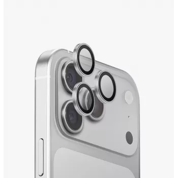 UNIQ Optix Aluguard (DX2) fotoaparato objektyvo apsauga iPhone 18 Pro / 18 Pro Max - sidabrinė su montavimo įrankiu
