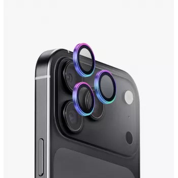 UNIQ Optix Aluguard (DX2) fotoaparato objektyvo apsauga, skirta iPhone 18 Pro / iPhone 18 Pro Max – vaivorykštinė, su aplikatoriumi