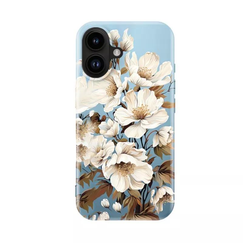 Evelatus Apple iPhone 16 plonas dėklas su MagSafe - individualus spausdinys Flower Blue
