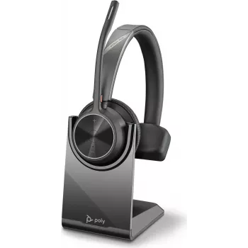 HP Poly Voyager 4300 UC Series 4310 belaidės antausės ausinės su USB-C adapteriu ir stovu, Zoom sertifikuotos 218474-01