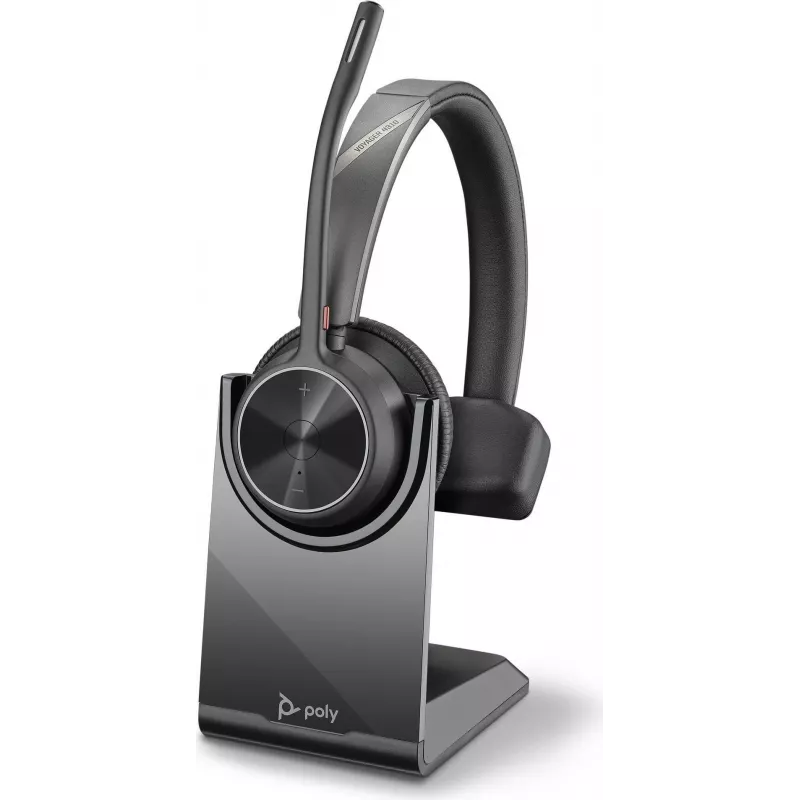 HP Poly Voyager 4300 UC Series 4310 belaidės antausės ausinės su USB-C adapteriu ir stovu, Zoom sertifikuotos 218474-01