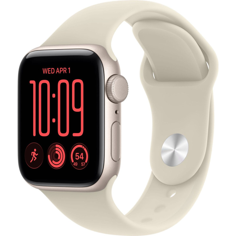 Apple Watch SE 3 GPS 40 mm Starlight aliuminio korpusas su smėlio spalvos sportine apyranke, S/M