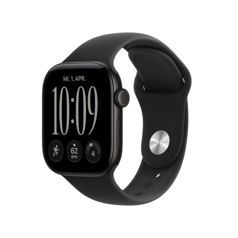 Apple Watch Series 12 GPS 42 mm juodas aliuminio korpusas su juoda sportine apyranke, S/M
