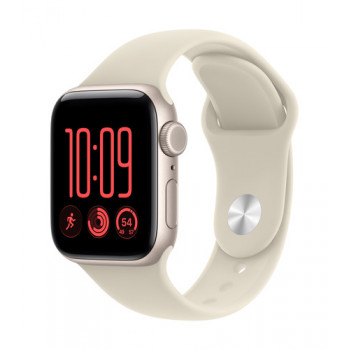 Apple Watch SE 3 GPS + Cellular 40 mm Starlight aliuminio korpusas su smėlio spalvos sportine apyranke, S/M