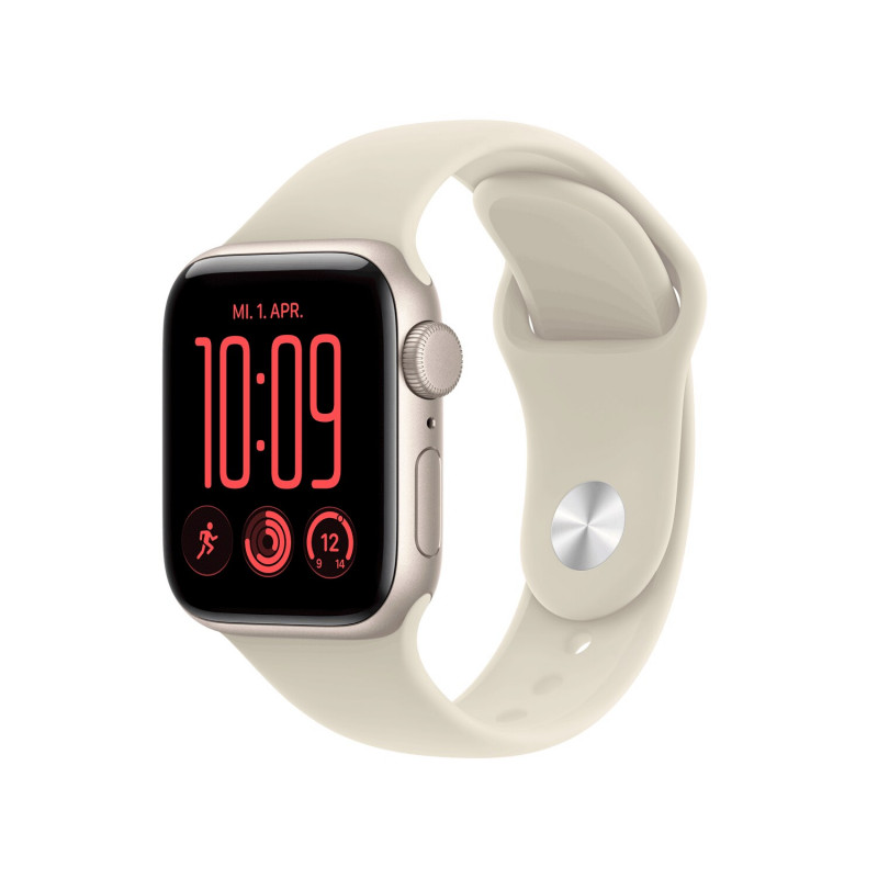 Apple Watch SE 3 GPS 40 mm Starlight aliuminio korpusas su smėlio spalvos sportine apyranke, M/L