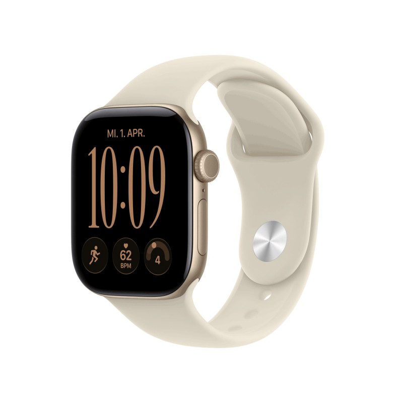 Apple Watch Series 12 GPS 42 mm auksinis aliuminio korpusas su smėlio spalvos sportine apyranke, S/M
