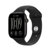 Apple Watch Series 12 GPS + Cellular 46 mm juodas aliuminio korpusas su juoda sportine apyranke, S/M