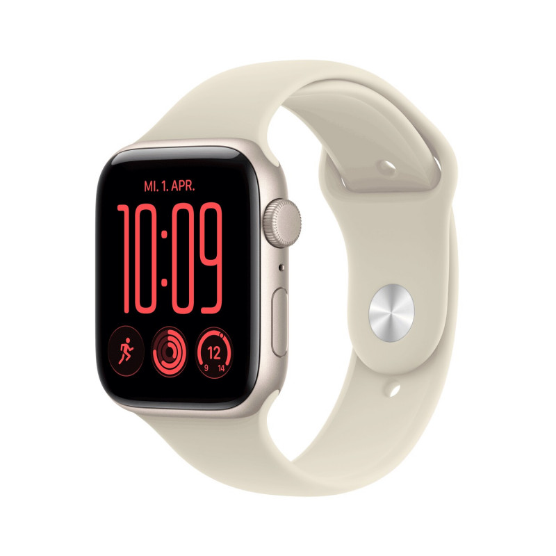 Apple Watch SE 3 GPS 44 mm Starlight aliuminio korpusas su smėlio spalvos sportine apyranke, M/L