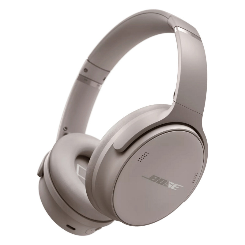 Bose QuietComfort triukšmą slopinančios ausinės ant ausų – smėlio spalvos