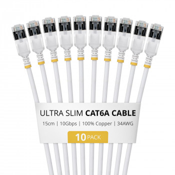 StarTech.com plonas Cat6a U/FTP tinklo kabelis RJ45, 0,15 m, baltas, 10 vnt. rinkinys
