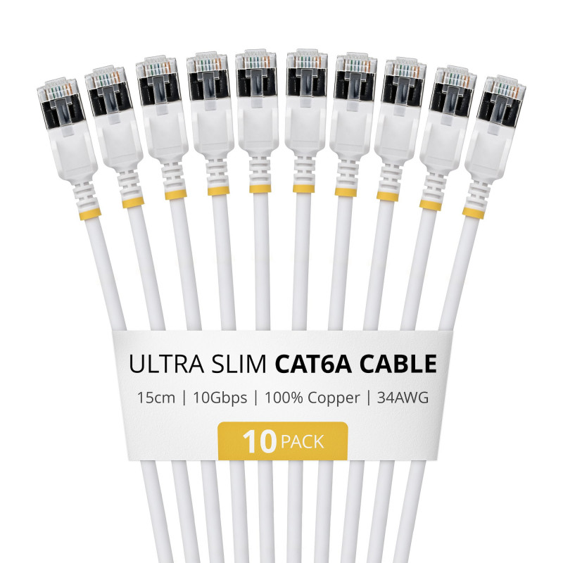 StarTech.com plonas Cat6a U/FTP tinklo kabelis RJ45, 0,15 m, baltas, 10 vnt. rinkinys