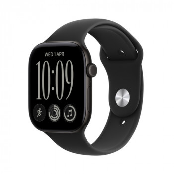 Apple Watch Series 12 GPS 42 mm juodas aliuminio korpusas su juoda sportine apyranke, M/L