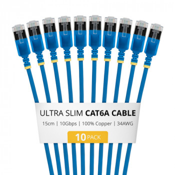 StarTech.com plonas Cat6a U/FTP tinklo kabelis RJ45, 0,15 m, mėlynas, 10 vnt. pakuotė