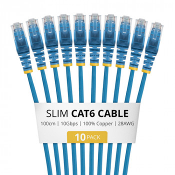 StarTech.com Slim Cat6 U/UTP tinklo kabelis RJ45, 1 m, mėlynas, LSZH, 10 vnt. rinkinys