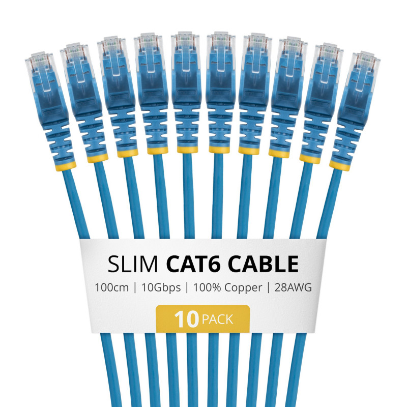 StarTech.com Slim Cat6 U/UTP tinklo kabelis RJ45, 1 m, mėlynas, LSZH, 10 vnt. rinkinys