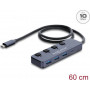 Delock USB 10 Gbps šakotuvas su 3 x USB Type-A ir 1 x USB Type-C™ prievadu bei jungikliu (64384)