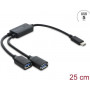 Delock USB 3.2 Gen 1 2 prievadų USB Type-A šakotuvas su USB Type-C™ jungtimi, 25 cm (64373)