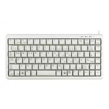 Cherry Slim Line G84-4100 kompaktiška klaviatūra, PS/2 + USB, 83 klavišai, vokiška išdėstymas (QWERTZ), šviesiai pilka