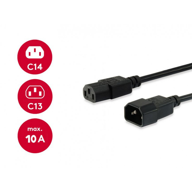 Equip maitinimo laidas IEC C13 – IEC C14, 1,5 m, juodas