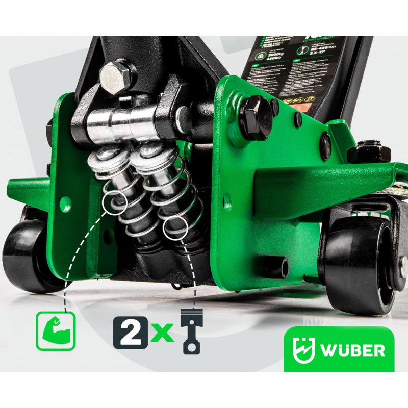 WUBER W22022 žemo profilio automobilinis domkratas 3T, 85-430 mm