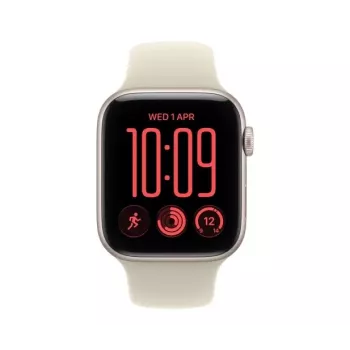 Apple Watch SE 3 GPS + Cellular 44 mm Starlight aliuminio korpusas su smėlio spalvos sportine apyranke, M/L
