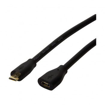 LogiLink CU0120 USB 2.0 prailginimo kabelis, Micro-USB B vyriškas į Micro-USB B moterišką, 0,5 m, juodas