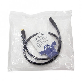 LogiLink CU0120 USB 2.0 prailginimo kabelis, Micro-USB B vyriškas į Micro-USB B moterišką, 0,5 m, juodas
