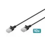 DIGITUS plonas Cat6 U/UTP tinklo kabelis RJ45, 0,3 m, juodas, LSZH, 10 vienetų paketas