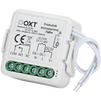 OXT T250DC Mini ZigBee Tuya relės modulis, bepotencialis, AC 230 V / DC 5 V / 12-48 V