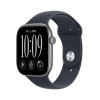 Apple Watch Series 12 GPS 46mm kosminės pilkos spalvos aliuminio korpusas su tamsiai mėlyna sportine apyranke - M/L