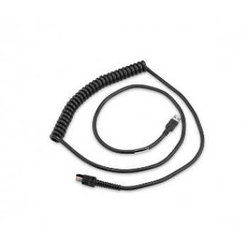Zebra ekranuotas spiralinis USB kabelis, Series A, 9 ft, BC1.2 High Current, -30C (CBA-UF6-C09ZAR)