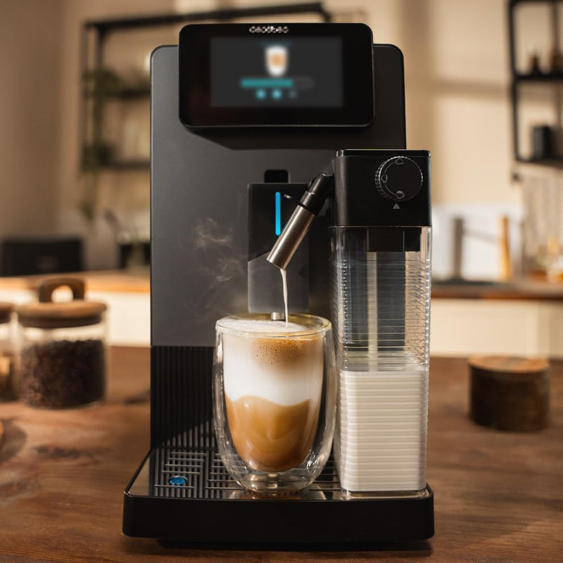 Cecotec Cremmaet Latte Touch pilnai automatinis kavos aparatas, 19 bar, įmontuotas pieno plakiklis, 1500 W, juodas