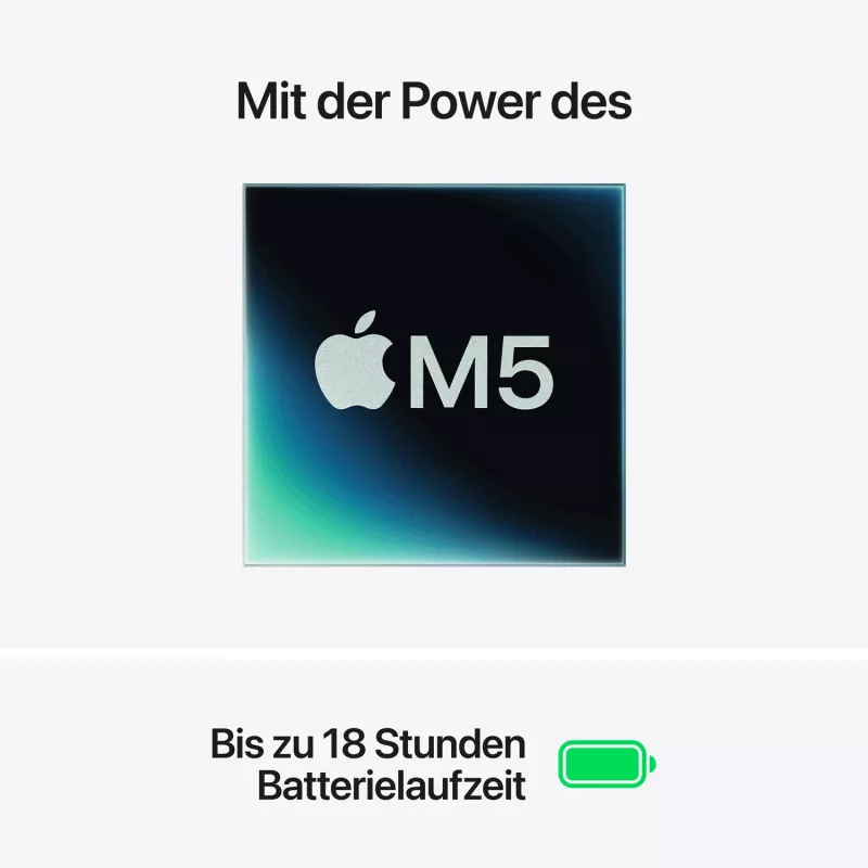 Apple MacBook Air 15 inch M5 10 branduolių CPU 10 branduolių GPU 24GB RAM 2TB SSD - Sidabrinis, Vokiška klaviatūra su Touch ID, 35W dvigubas USB-C maitinimo adapteris (CTO)