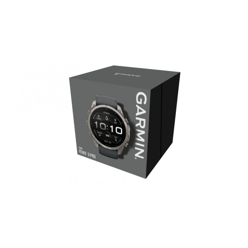 Garmin Fenix 9 Pro – 51 mm titano išmanusis laikrodis su grafito/juodu silikoniniu dirželiu