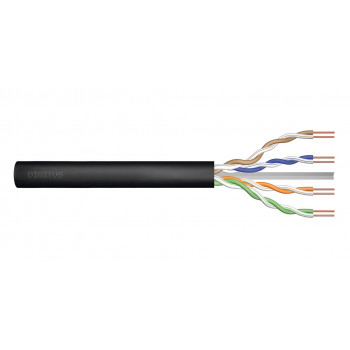 DIGITUS Cat6 U/UTP lauko instaliacinis kabelis, su gelio užpildu, PE, AWG 23/1, 305 m ritė, juodas