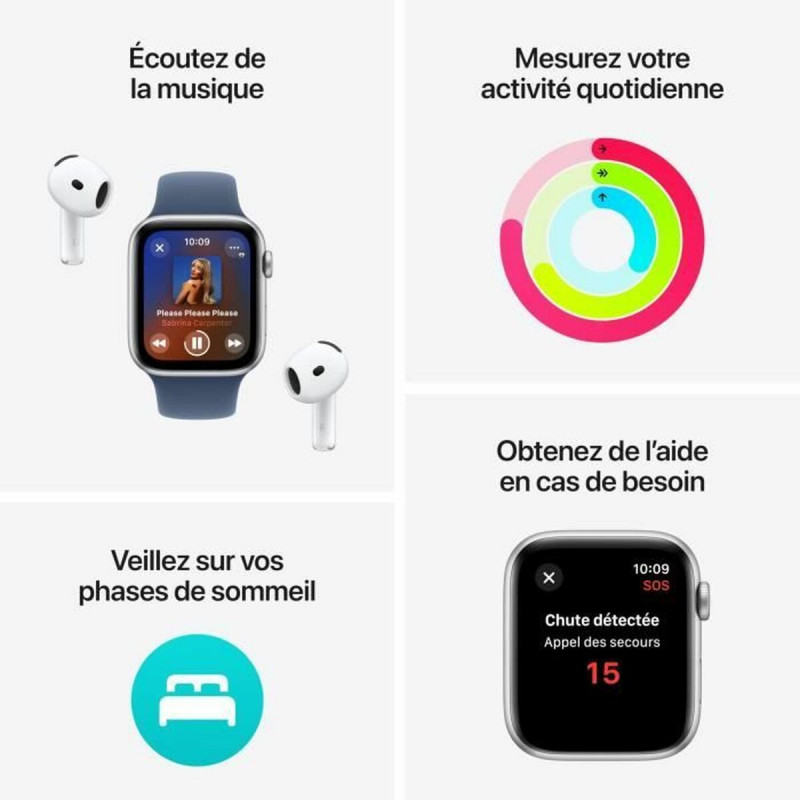 Išmanusis laikrodis Apple Watch SE (GPS) 40 mm, Midnight aliuminio korpusas su Midnight sportiniu dirželiu – S/M
