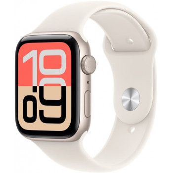Apple Watch SE 3 (2025) GPS 40mm, Starlight aliuminio korpusas, Starlight sportinis dirželis S/M (MEH34)