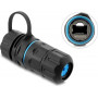Delock kabelio jungtis RJ45 lizdas į RJ45 lizdą Cat.6A su M20 x 1.5 mm sriegiu ir uždarymo dangteliu su korpusu IP68 atspari dulkėms ir vandeniui (91840)