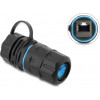 Delock kabelio jungtis RJ45 lizdas į RJ45 lizdą Cat.6A su M23.5 x 1.5 mm sriegiu ir dangteliu su korpusu IP68 atspari dulkėms ir vandeniui (91841)