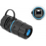 Delock kabelio jungtis RJ45 lizdas į RJ45 lizdą Cat.6A su M23.5 x 1.5 mm sriegiu ir dangteliu su korpusu IP68 atspari dulkėms ir vandeniui (91841)