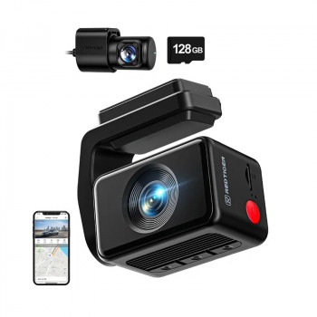 REDTIGER F4 Pro WiFi 4K + 1080p 128GB automobilinė vaizdo kamera (dashcam)