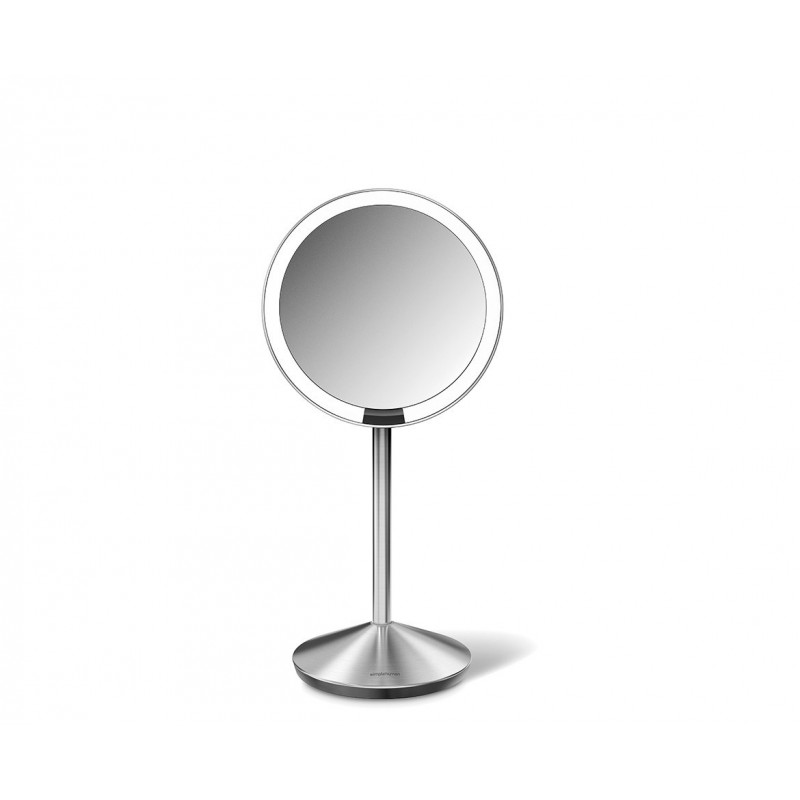 simplehuman sulankstomas veidrodis su jutikliu, 12 cm, įkraunamas, šlifuoto nerūdijančio plieno