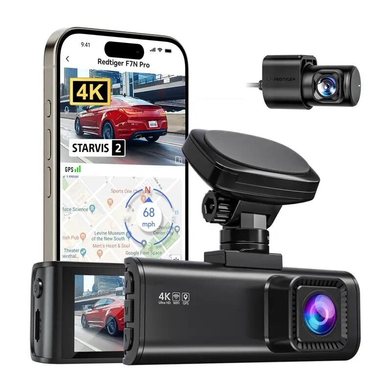 REDTIGER F7N Pro WiFi 4K + 1080p automobilinė vaizdo kamera (dash cam)