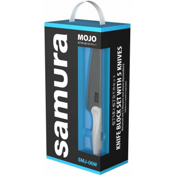 Samura MOJO 6 peilių rinkinys su stovu, baltos rankenos (SMJ-06W)
