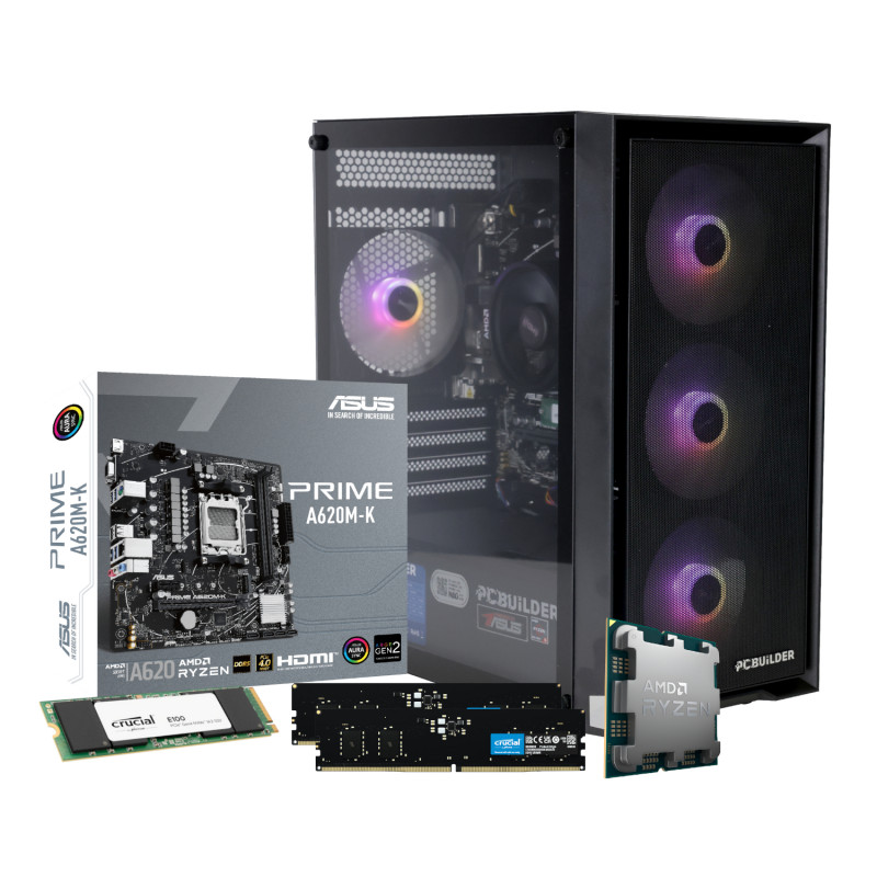 PCBuilder WARDEN žaidimų kompiuteris – AMD Ryzen 5 8600G, 16GB RAM, 480GB SSD, Windows 11 Home